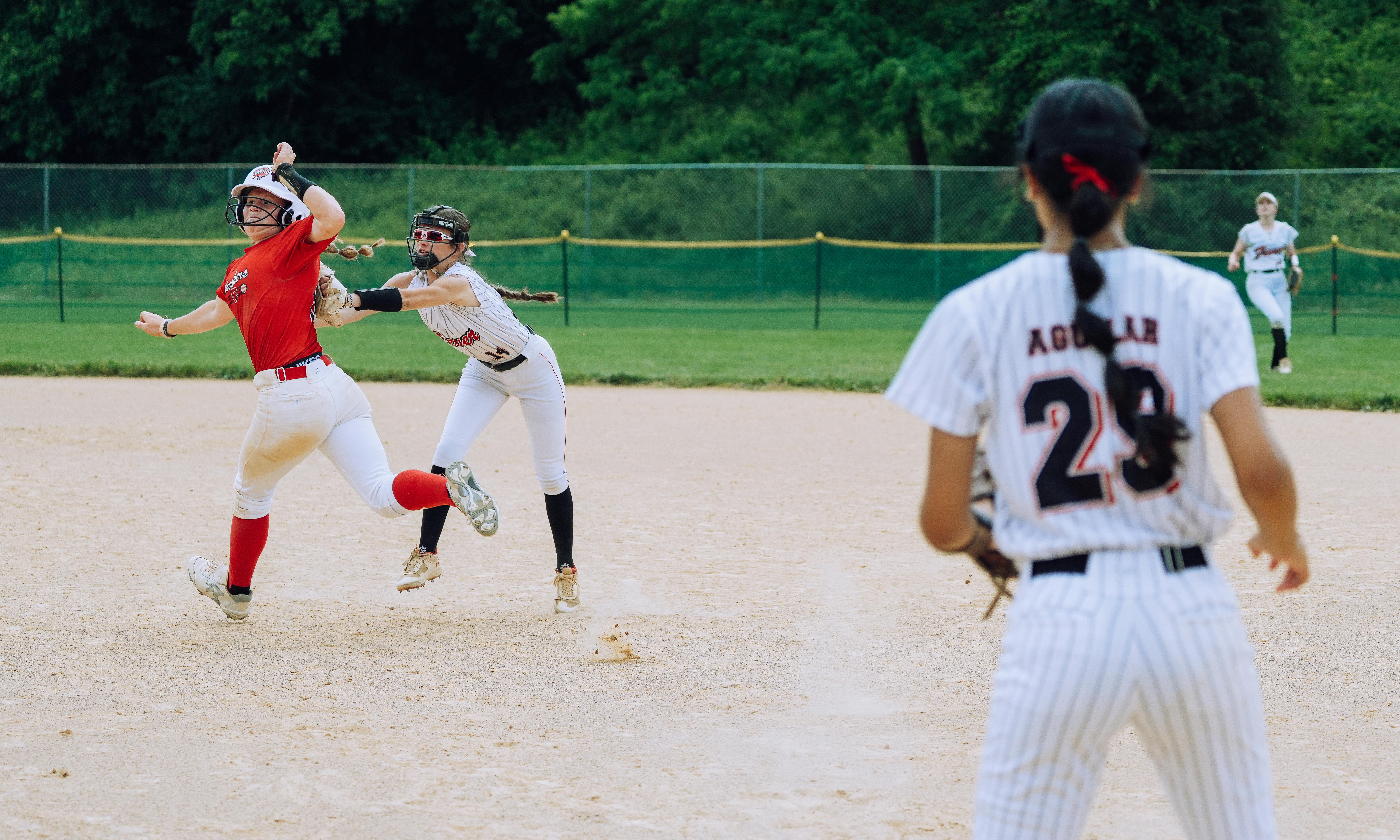 Tagging Girl Out in Softball
